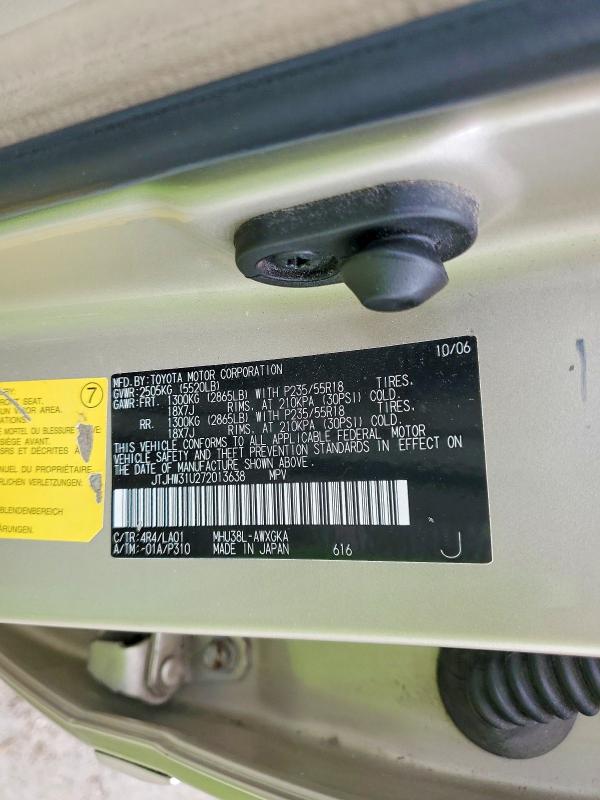 Aukcja sprzedaży 2007 Lexus Rx, vin: JTJHW31U272013638, numer aukcji: 63183076