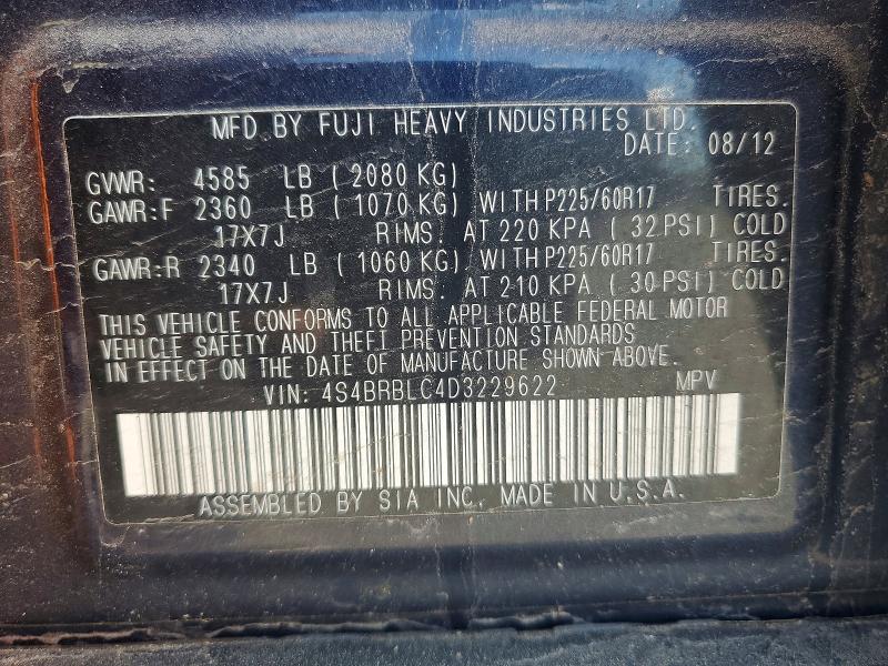 Продажа на аукционе авто 2013 Subaru Outback, vin: 4S4BRBLC4D3229622, номер лота: 61949106