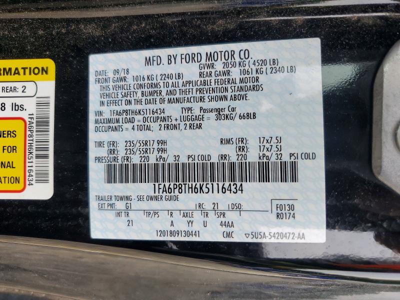 Aukcja sprzedaży 2019 Ford Mustang, vin: 1FA6P8TH6K5116434, numer aukcji: 62402416