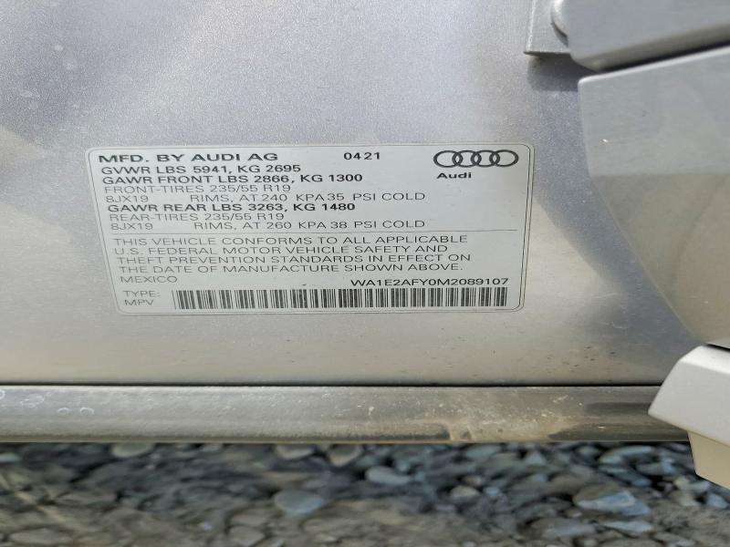 Aukcja sprzedaży 2021 Audi Q5 E, vin: WA1E2AFY0M2089107, numer aukcji: 61894796
