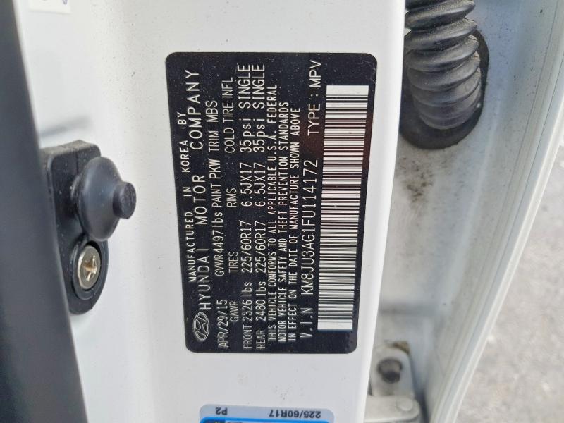 2015 Hyundai Tucson მანქანა იყიდება აუქციონზე, vin: KM8JU3AG1FU114172, აუქციონის ნომერი: 60694596