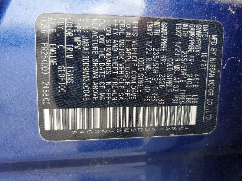 Продажа на аукционе авто 2021 Nissan Rogue, vin: JN8AT3DD9MW320046, номер лота: 60826746