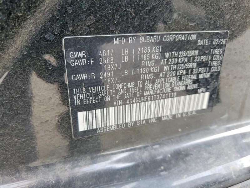 61737386 :رقم المزاد ، 4S4GUHF61T3741110 vin ، 2026 Subaru Crosstrek مزاد بيع