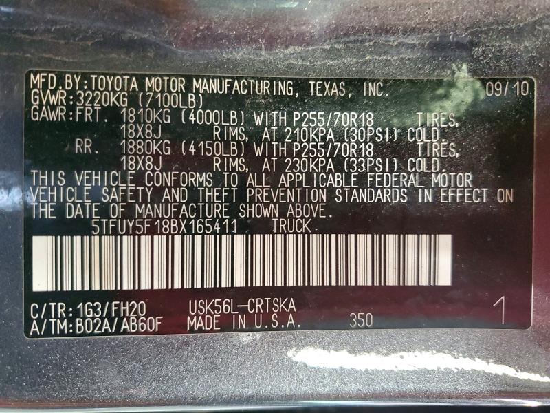 Продажа на аукционе авто 2011 Toyota Tundra, vin: 5TFUY5F18BX165411, номер лота: 63117926