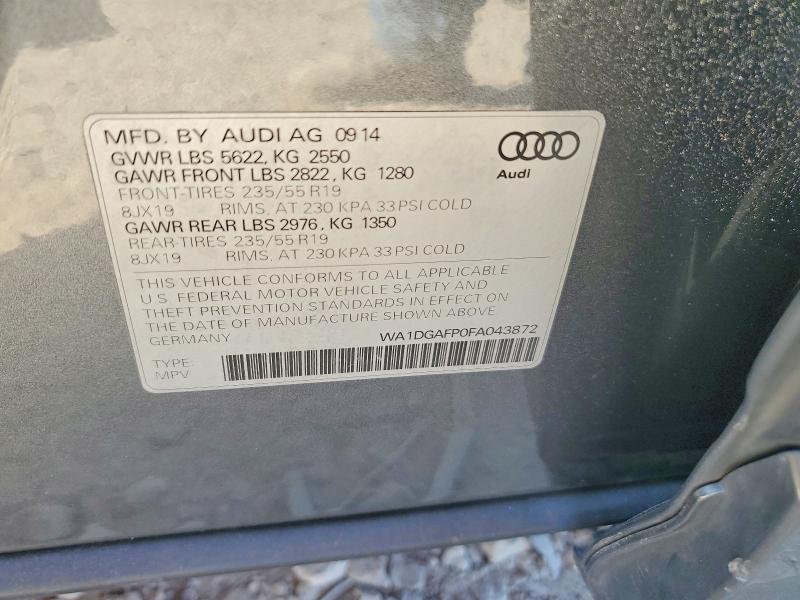 Продаж на аукціоні авто 2015 Audi Q5, vin: WA1DGAFP0FA043872, номер лоту: 59770626