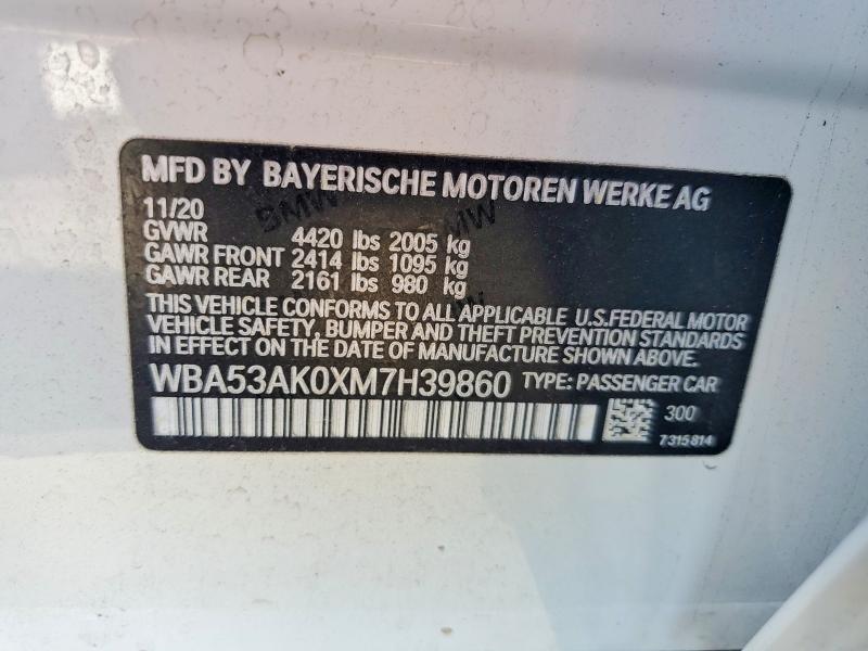 59809246 :رقم المزاد ، WBA53AK0XM7H39860 vin ، 2021 Bmw 228i مزاد بيع