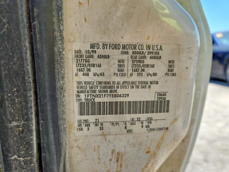 Aukcja sprzedaży 2000 Ford F250, vin: 1FTNX21F7YEB06329, numer aukcji: 62330806