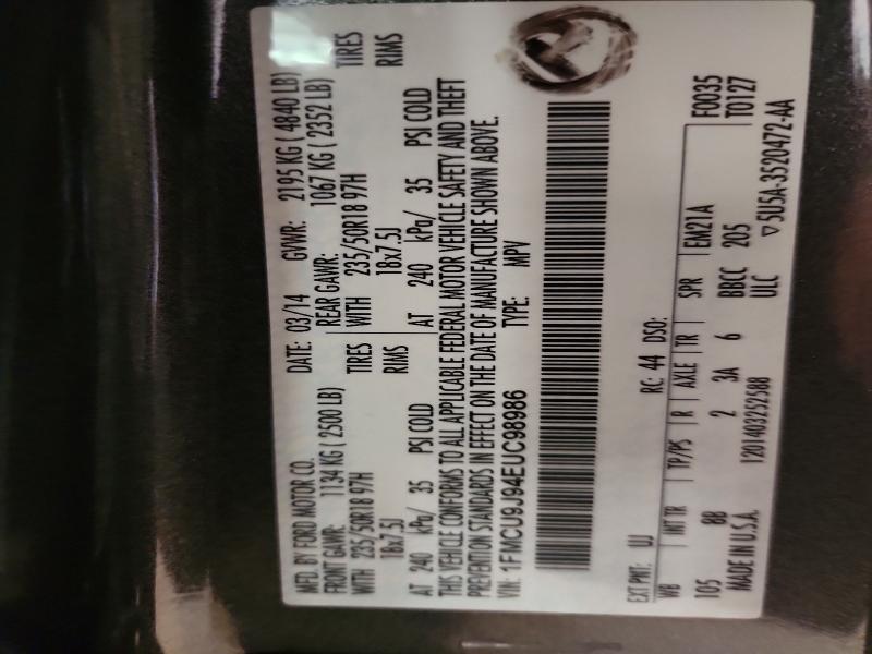 61377106 :رقم المزاد ، 1FMCU9J94EUC98986 vin ، 2014 Ford Escape مزاد بيع