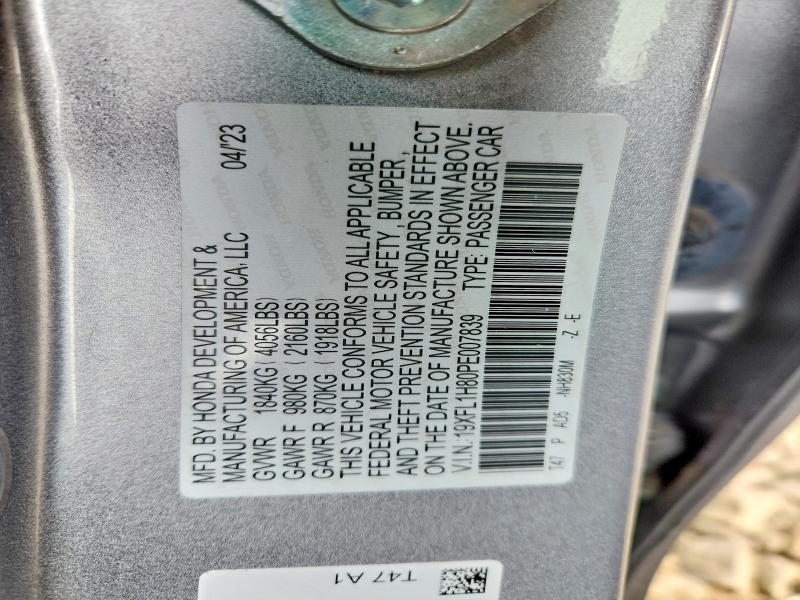 Продаж на аукціоні авто 2023 Honda Civic, vin: 19XFL1H80PE007839, номер лоту: 61492856