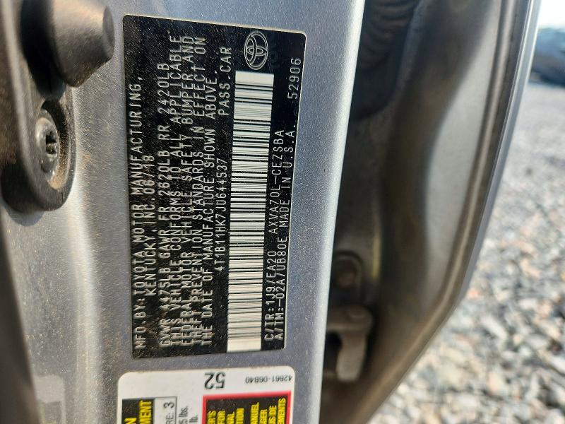 62140306 :رقم المزاد ، 4T1B11HK7JU644537 vin ، 2018 Toyota Camry مزاد بيع