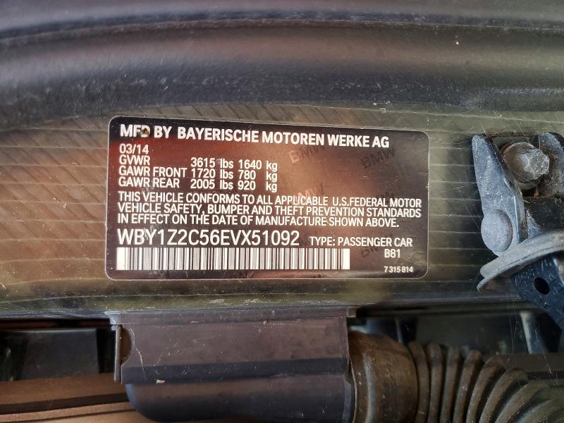 Продажа на аукционе авто 2014 Bmw I3, vin: WBY1Z2C56EVX51092, номер лота: 59329306