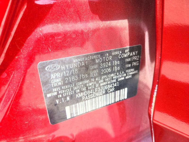 Продажа на аукционе авто 2018 Hyundai Elantra, vin: KMHD84LF3JU684341, номер лота: 62661796