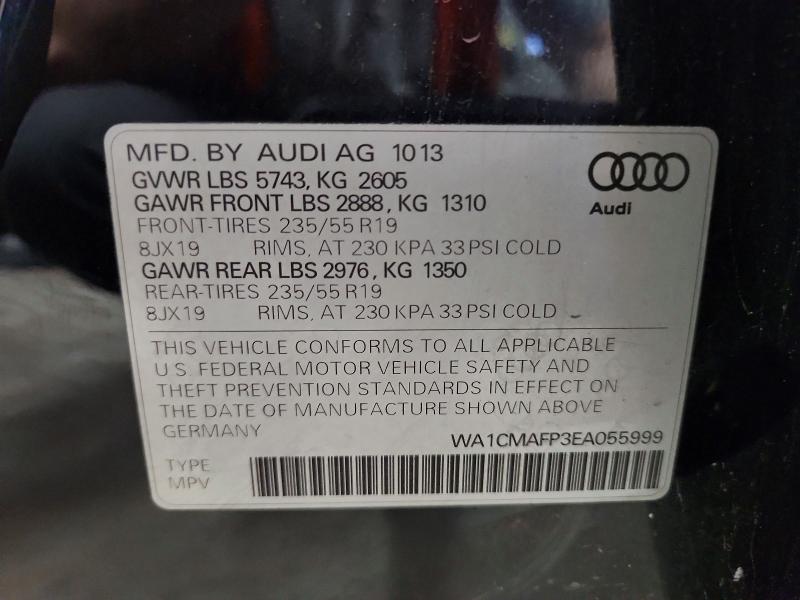 2014 Audi Q5 მანქანა იყიდება აუქციონზე, vin: WA1CMAFP3EA055999, აუქციონის ნომერი: 59598056