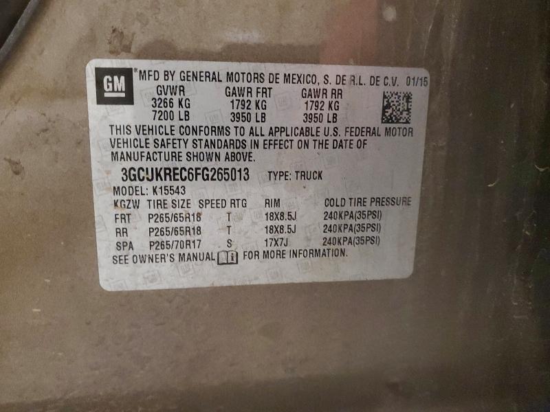 Продаж на аукціоні авто 2015 Chevrolet Silverado, vin: 3GCUKREC6FG265013, номер лоту: 60012076
