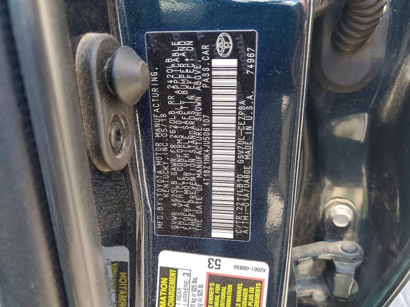 Aukcja sprzedaży 2018 Toyota Camry, vin: 4T1BZ1HK4JU506107, numer aukcji: 60927886