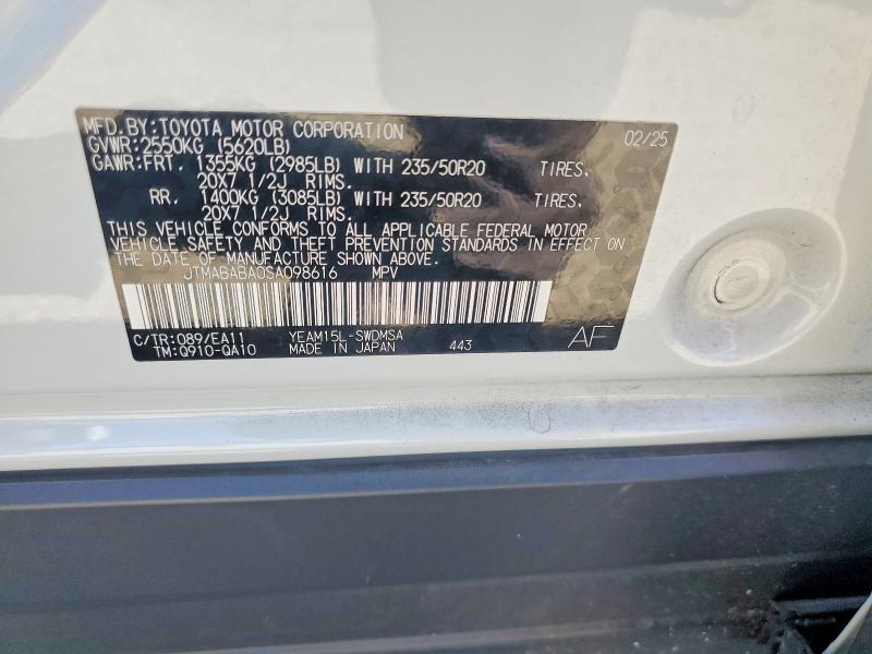 62341356 :رقم المزاد ، JTMABABA0SA098616 vin ، 2025 Subaru Solterra مزاد بيع
