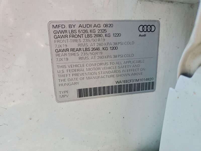 Aukcja sprzedaży 2021 Audi Q3, vin: WA1EECF31M1014820, numer aukcji: 60177096