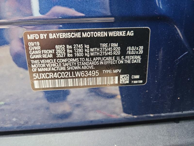 59959896 :رقم المزاد ، 5UXCR4C02LLW63495 vin ، 2020 Bmw X5 مزاد بيع