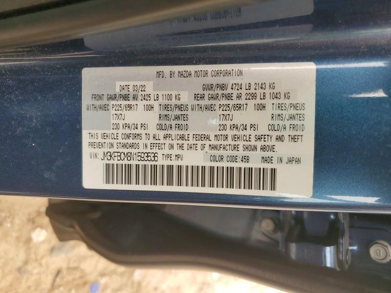 2022 Mazda Cx-5 მანქანა იყიდება აუქციონზე, vin: JM3KFBCM8N1593536, აუქციონის ნომერი: 60757336