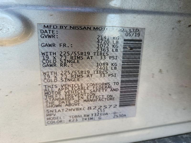 Aukcja sprzedaży 2019 Nissan Rogue, vin: 5N1AT2MV8KC822572, numer aukcji: 60442006
