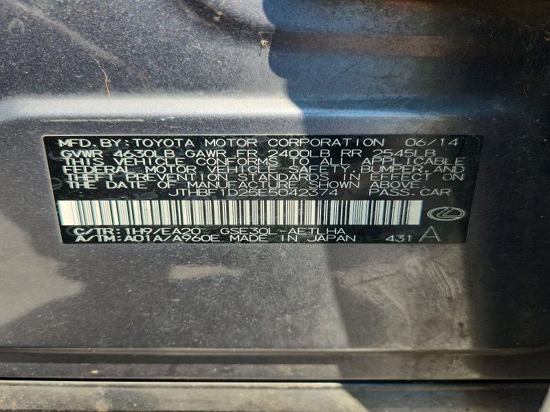 Продаж на аукціоні авто 2014 Lexus Is, vin: JTHBF1D25E5042374, номер лоту: 76293675