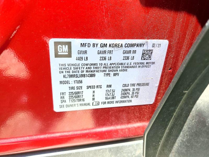 Продаж на аукціоні авто 2021 Chevrolet Trailblazer, vin: KL79MRSLXMB143889, номер лоту: 60496756