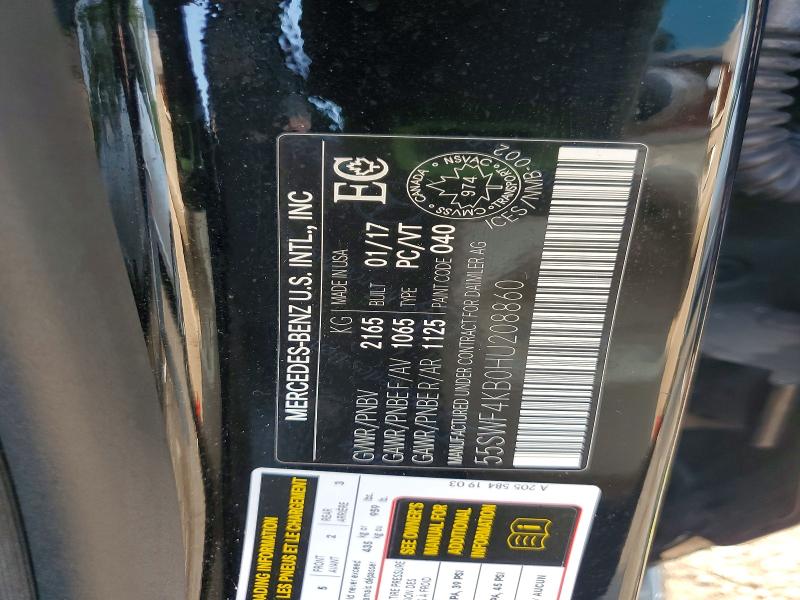 Продаж на аукціоні авто 2017 Mercedes-benz C, vin: 55SWF4KB0HU208860, номер лоту: 62747566