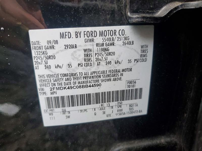 60407536 :رقم المزاد ، 2FMDK49C08BB44590 vin ، 2008 Ford Edge مزاد بيع