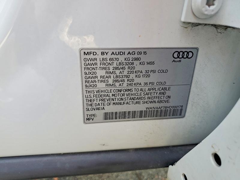 60295546 :رقم المزاد ، WA1VAAF78HD000176 vin ، 2017 Audi Q7 مزاد بيع