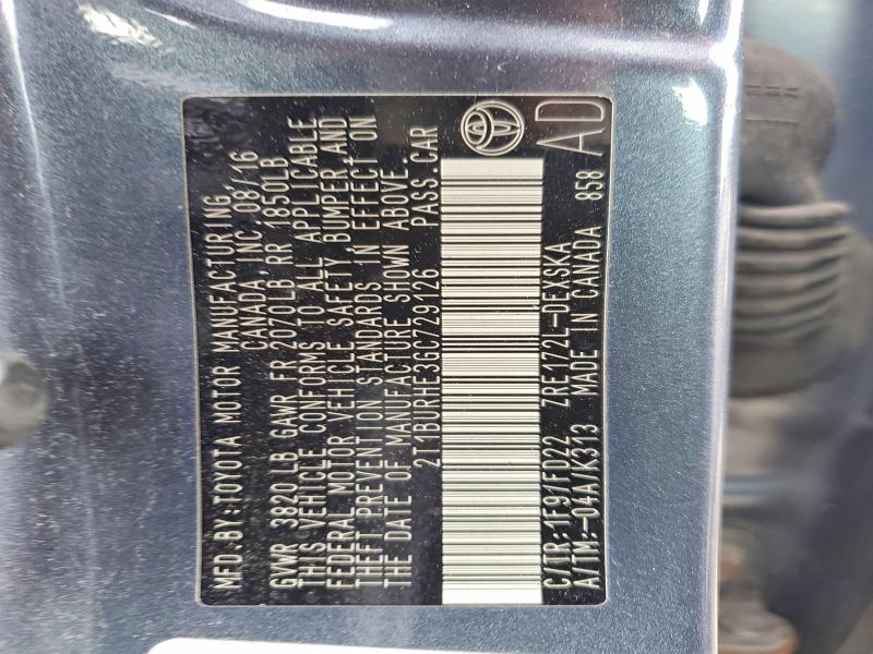 63069876 :رقم المزاد ، 2T1BURHE3GC729126 vin ، 2016 Toyota Corolla مزاد بيع