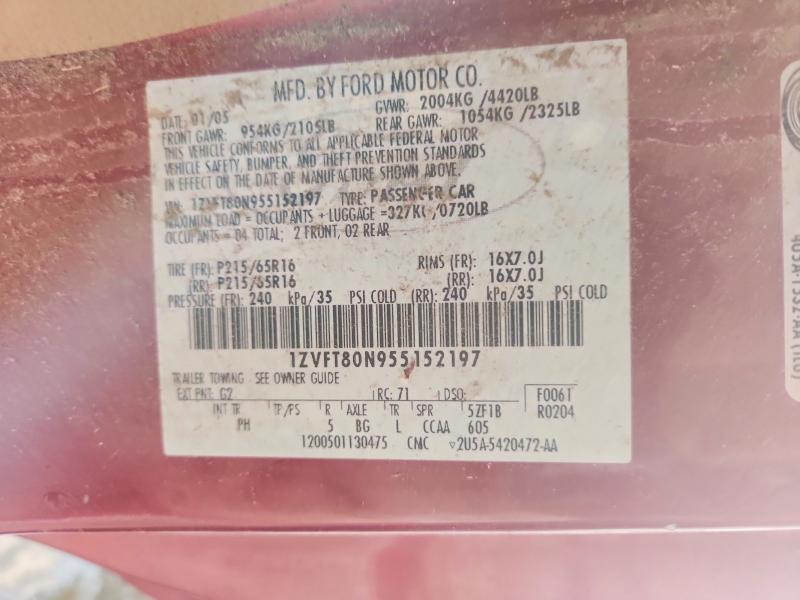 Aukcja sprzedaży 2005 Ford Mustang, vin: 1ZVFT80N955152197, numer aukcji: 61498026