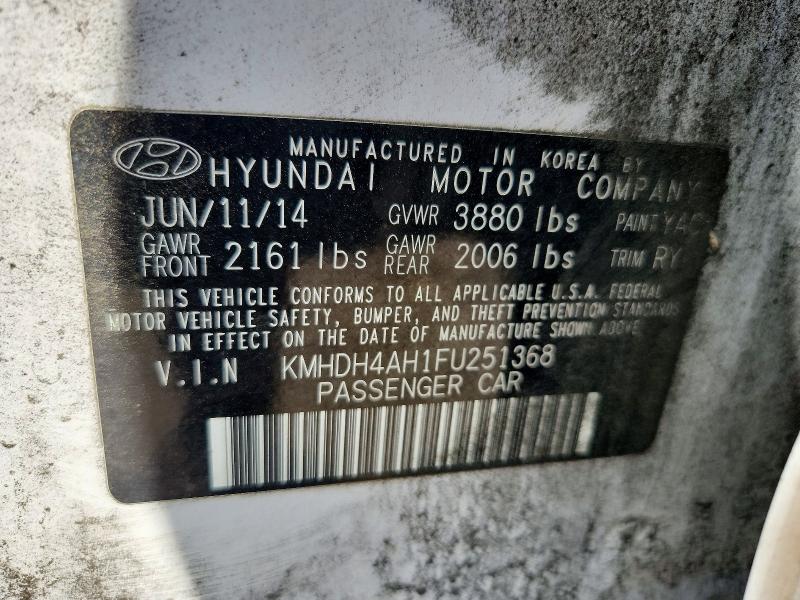 62003116 :رقم المزاد ، KMHDH4AH1FU251368 vin ، 2015 Hyundai Elantra مزاد بيع