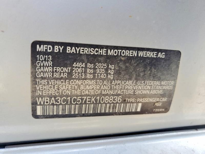 2014 Bmw 328 მანქანა იყიდება აუქციონზე, vin: WBA3C1C57EK108836, აუქციონის ნომერი: 62288336