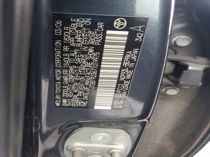 61117076 :رقم المزاد ، JTDBT923671019975 vin ، 2007 Toyota Yaris مزاد بيع