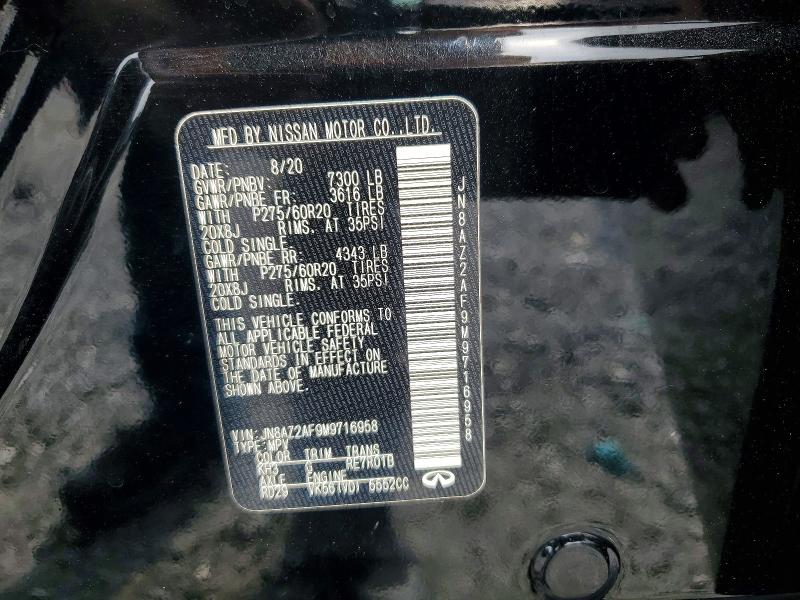2021 Infiniti Qx80 მანქანა იყიდება აუქციონზე, vin: JN8AZ2AF9M9716958, აუქციონის ნომერი: 62588596