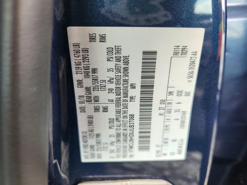 63170026 :رقم المزاد ، 1FMCU9HD0JUB37068 vin ، 2018 Ford Escape مزاد بيع