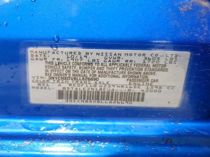 Aukcja sprzedaży 2020 Nissan Versa, vin: 3N1CN8DV8LL826690, numer aukcji: 61738026