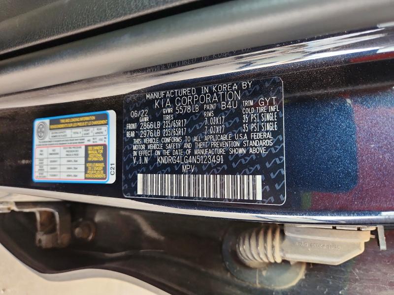 60865456 :رقم المزاد ، KNDRG4LG4N5123491 vin ، 2022 Kia Sorento مزاد بيع