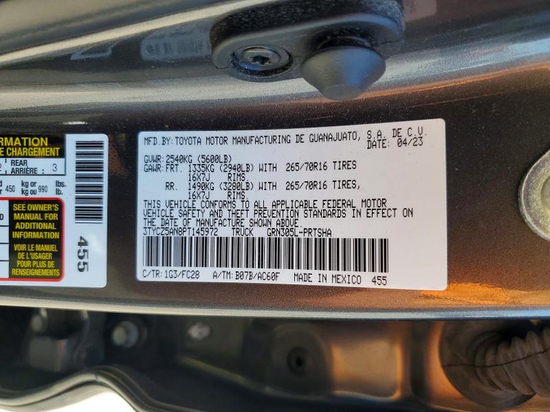 61377686 :رقم المزاد ، 3TYCZ5AN8PT145972 vin ، 2023 Toyota Tacoma مزاد بيع