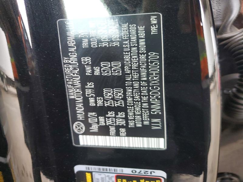 2024 Hyundai Santa Fe მანქანა იყიდება აუქციონზე, vin: 5NMP5DG1XRH005709, აუქციონის ნომერი: 60251876