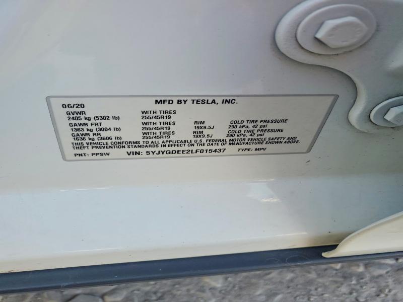 58036256 :رقم المزاد ، 5YJYGDEE2LF015437 vin ، 2020 Tesla Model Y مزاد بيع