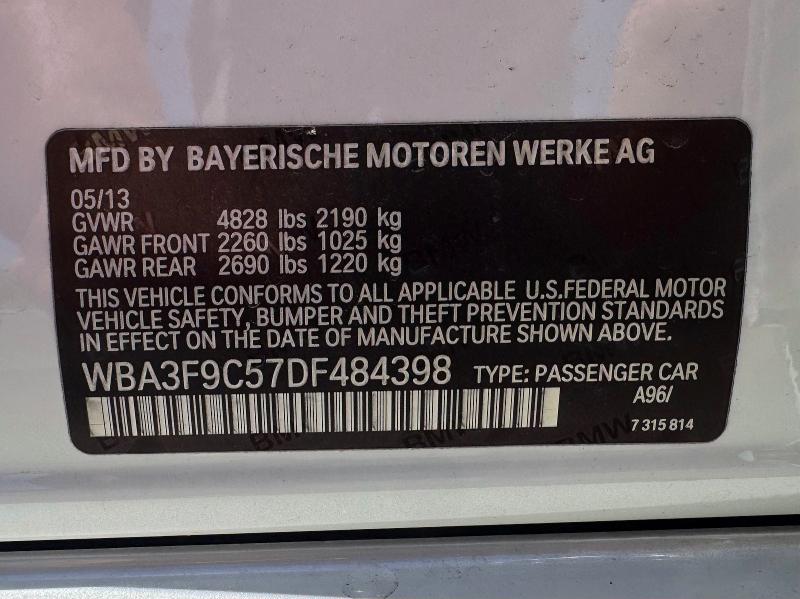 60680046 :رقم المزاد ، WBA3F9C57DF484398 vin ، 2013 Bmw Activehybrid 3 مزاد بيع