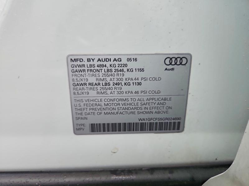 Aukcja sprzedaży 2016 Audi Q3, vin: WA1GFCFS5GR024690, numer aukcji: 58988356