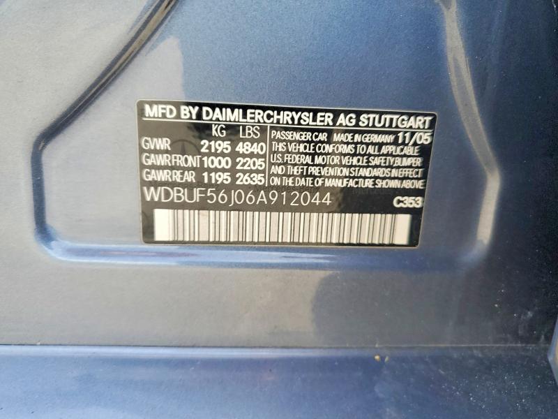 60801066 :رقم المزاد ، WDBUF56J06A912044 vin ، 2006 Mercedes-benz E مزاد بيع