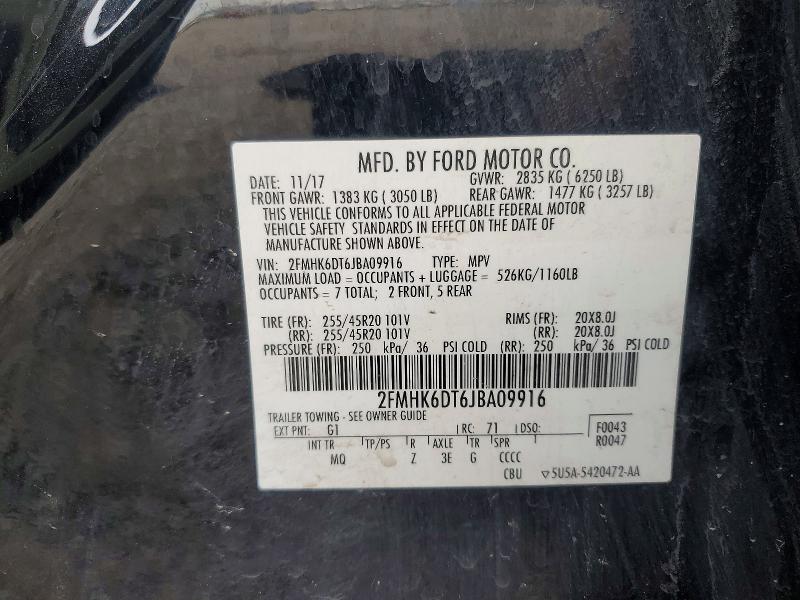 2018 Ford Flex მანქანა იყიდება აუქციონზე, vin: 2FMHK6DT6JBA09916, აუქციონის ნომერი: 62682976