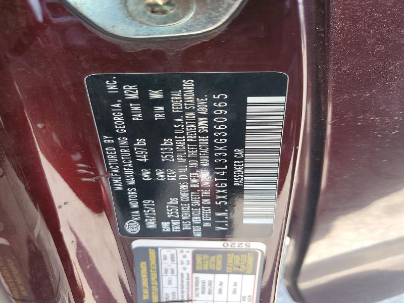 61007226 :رقم المزاد ، 5XXGT4L33KG360965 vin ، 2019 Kia Optima مزاد بيع