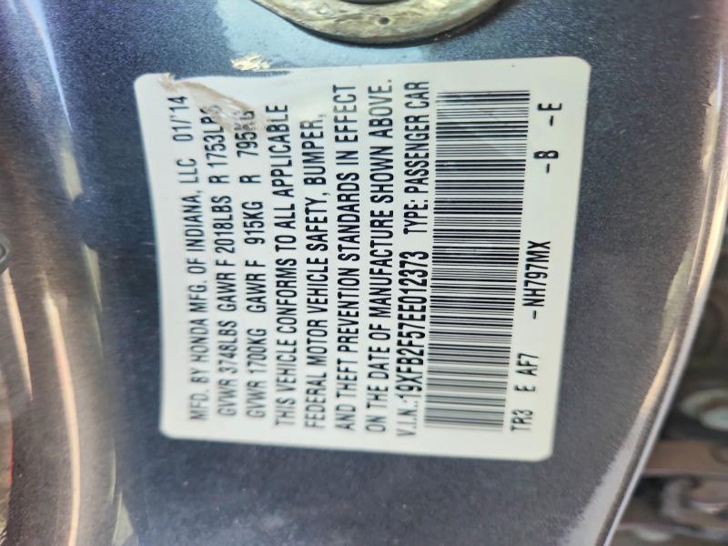 58772796 :رقم المزاد ، 19XFB2F57EE012373 vin ، 2014 Honda Civic مزاد بيع