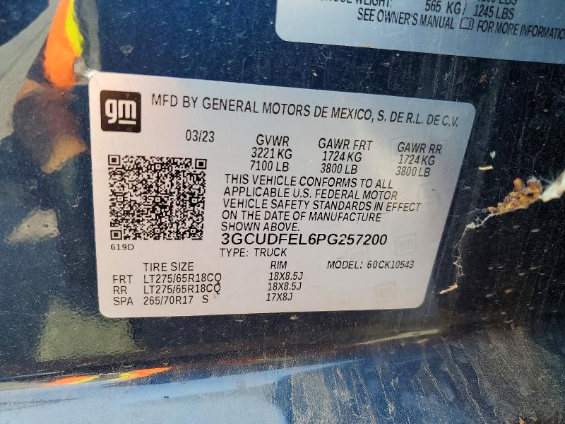 Продаж на аукціоні авто 2023 Chevrolet Silverado, vin: 3GCUDFEL6PG257200, номер лоту: 61231826