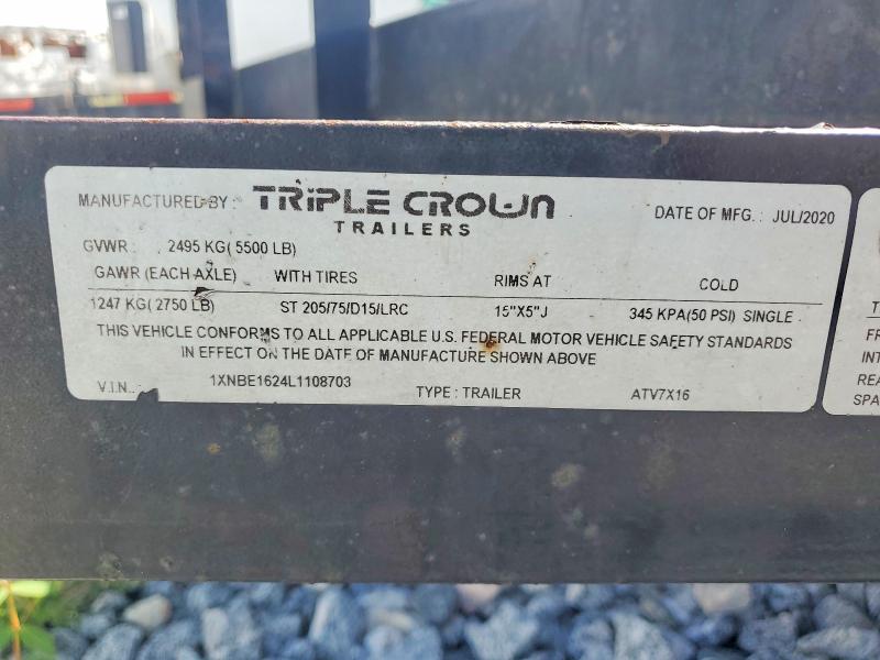 2020 Triple Crown Unknown მანქანა იყიდება აუქციონზე, vin: 1XNBE1624L1108703, აუქციონის ნომერი: 57023756
