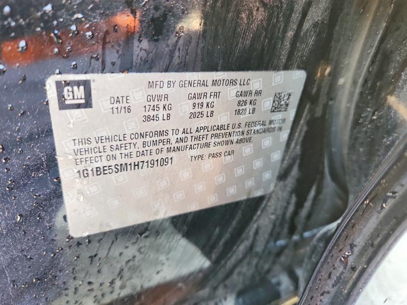 2017 Chevrolet Cruze მანქანა იყიდება აუქციონზე, vin: 1G1BE5SM1H7191091, აუქციონის ნომერი: 60879716